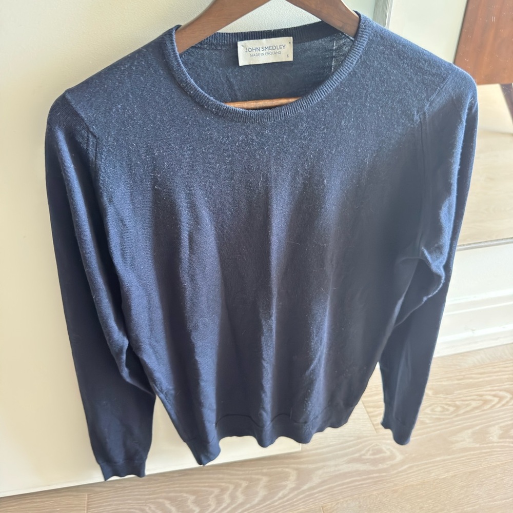 John Smedley Dark Blue Men's Crewneck Sweater